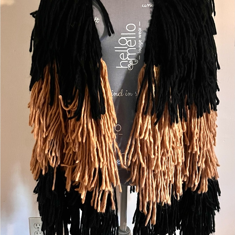 Vici Black and Tan Fringe Jacket